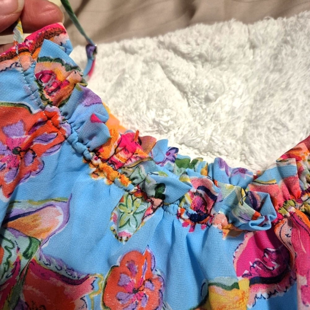 NICOLE MILLER... Light Blue FLORAL MAXI DRESS...SIZE:XS - Picture 9 of 13